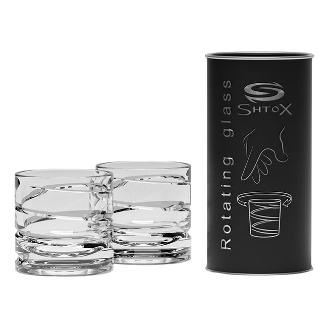 Snurrende shotglass i krystall 001, 2 pk