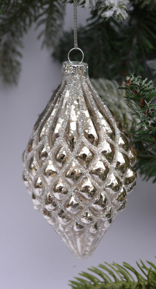 Julekule glassdråpe rutet