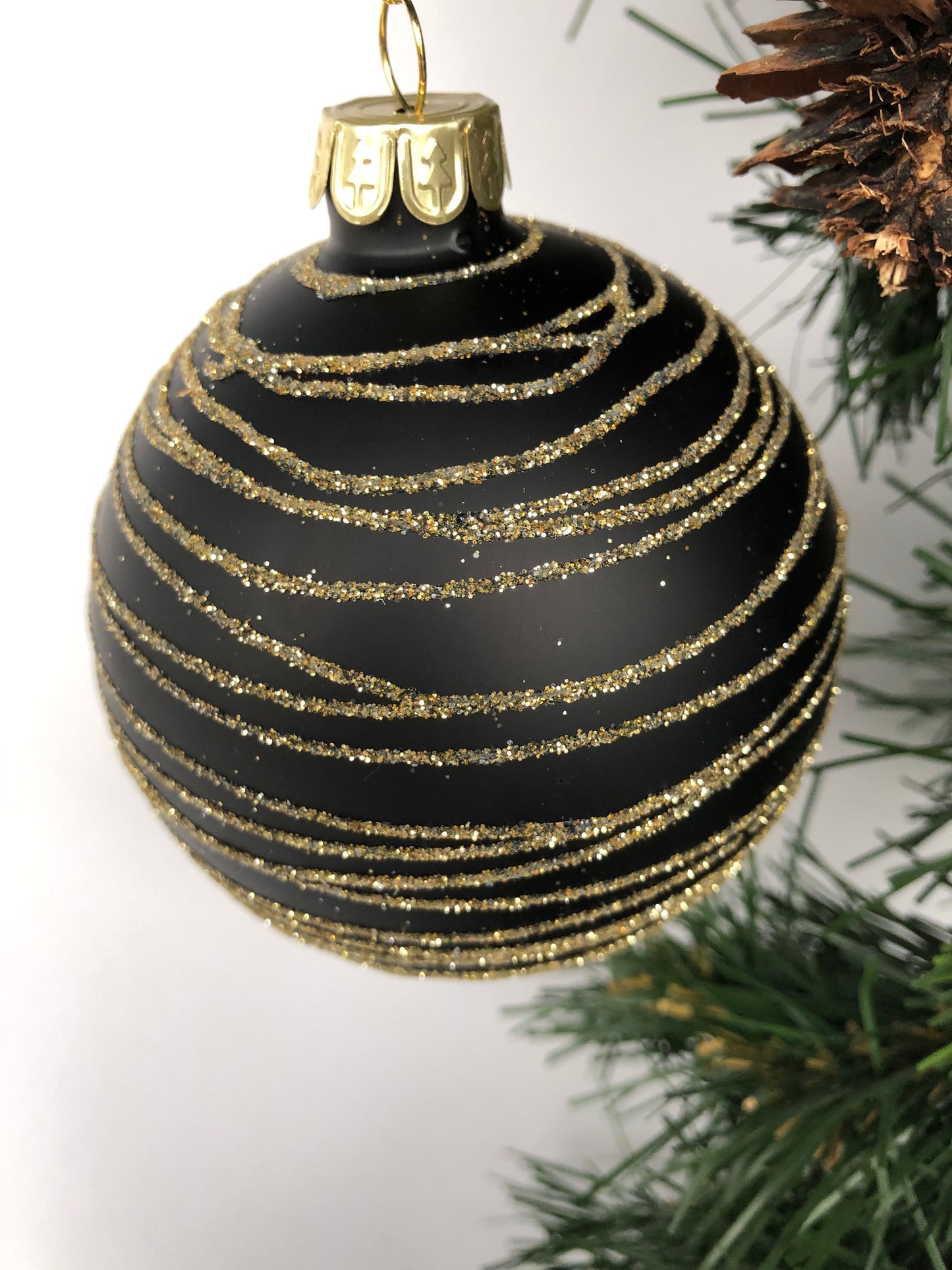 Julekule sort m/gullglitter