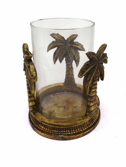 Lyslykt Palmtree antikk gull - medium