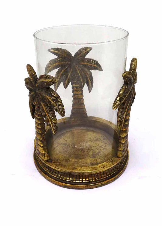 Lyslykt Palmtree antikk gull - large