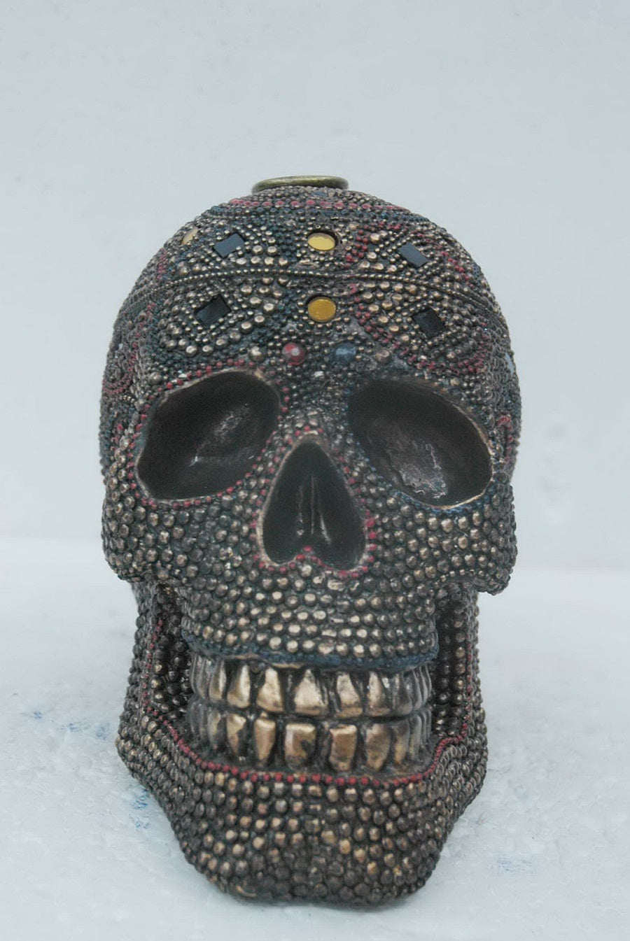 Hodeskalle Calavera antikk bronse, 36x17,5x19