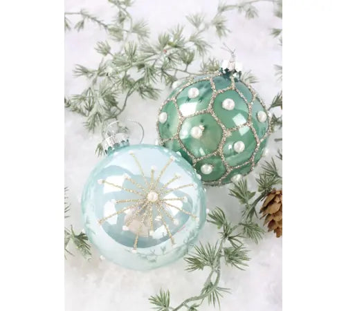 Julekuler "Glasskugeln" Blå, sett med 12 kuler