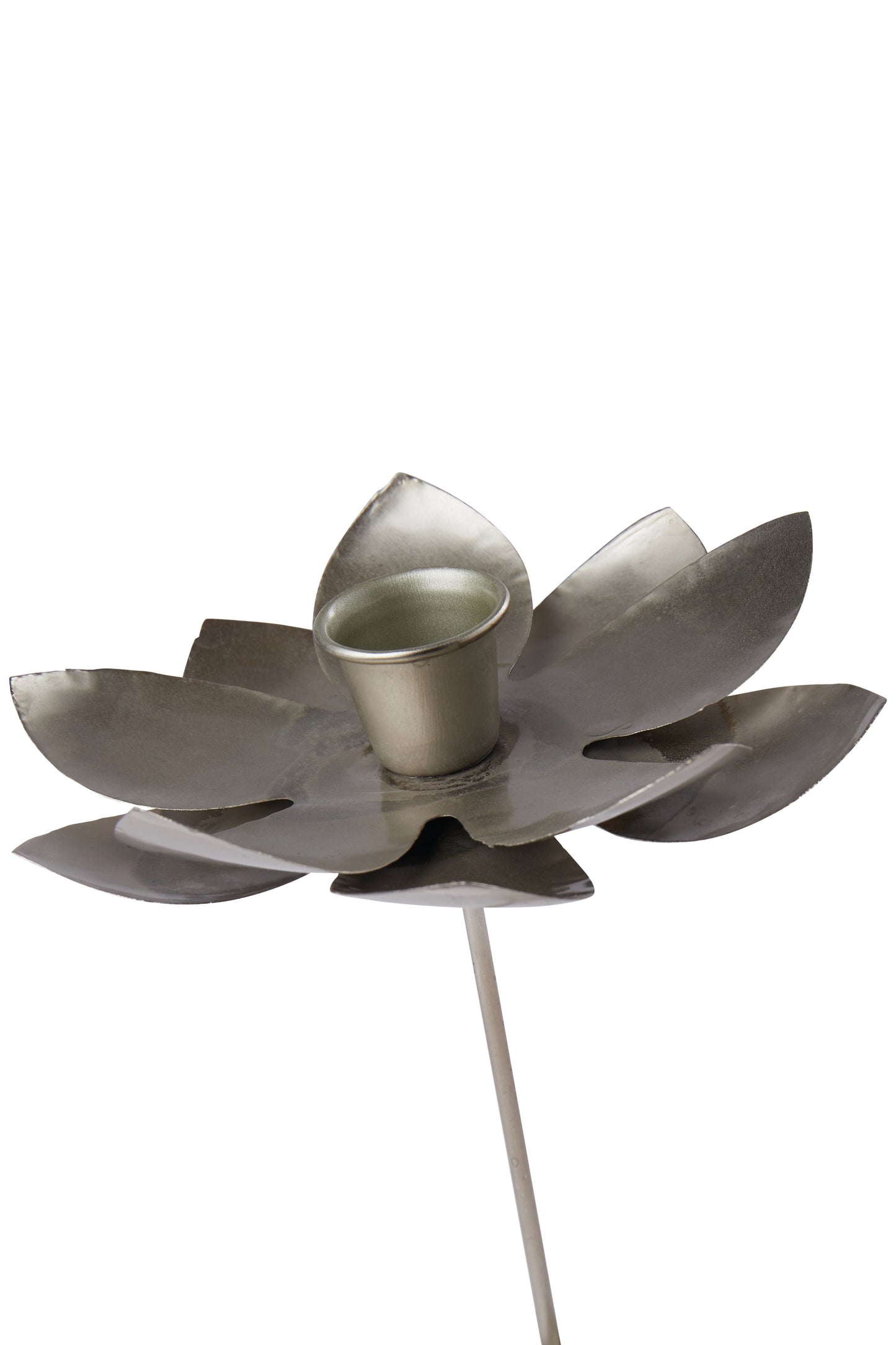 Blomster lysholder, antikk sølv, 16x9 cm