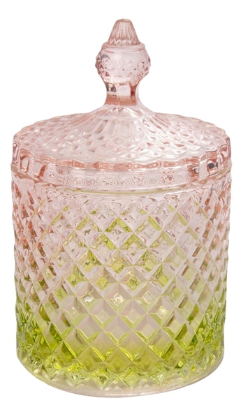 Bonbonniere m/mønster, lime/rosa, 17x10