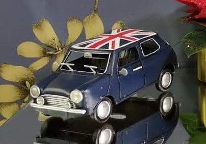 Mini Cooper 1960 blå med Union Jack