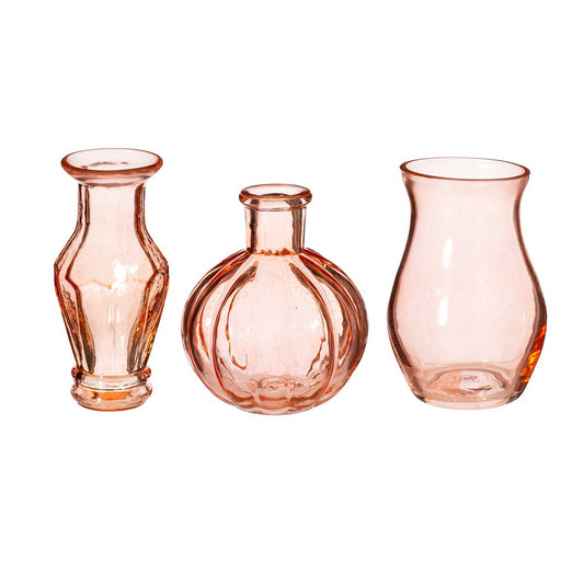 Vase Vintage Bud Pale Pink - sett med 3