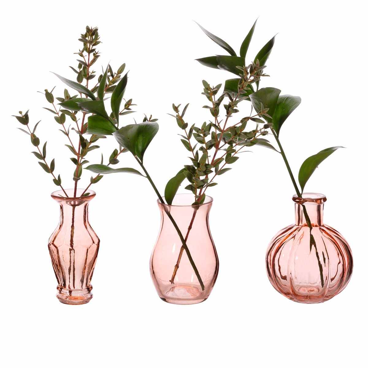 Vase Vintage Bud Pale Pink - sett med 3