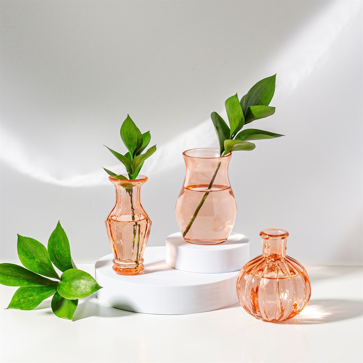 Vase Vintage Bud Pale Pink - sett med 3
