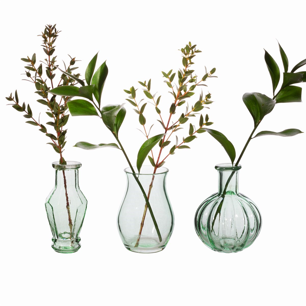 Vase Vintage Bud Pale Green - sett med 3