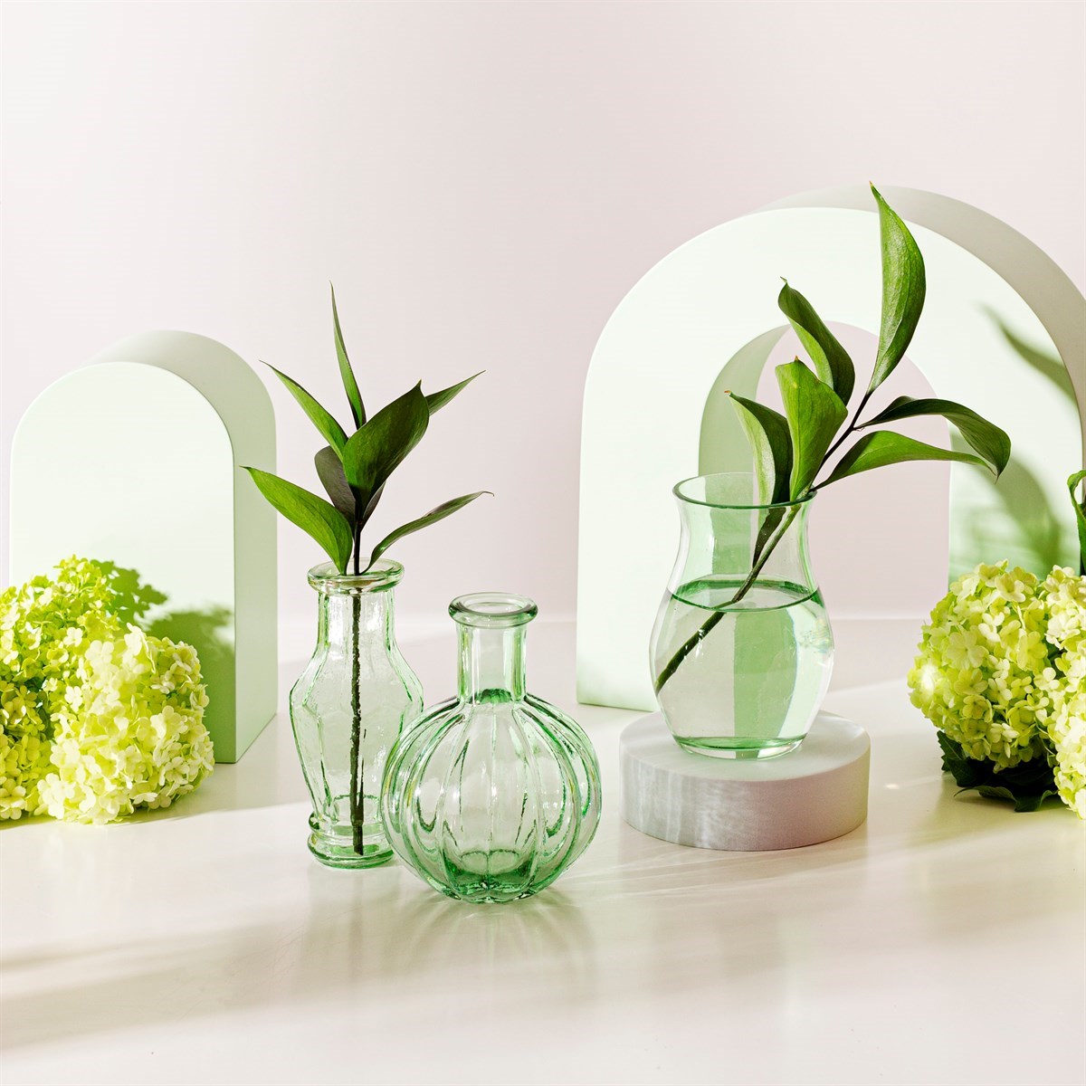 Vase Vintage Bud Pale Green - sett med 3